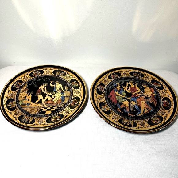 Greek Mythology Decorative Plates - 2. ADIS handmade in Greece. 24c gold. 1970’s - Picture 1 of 7